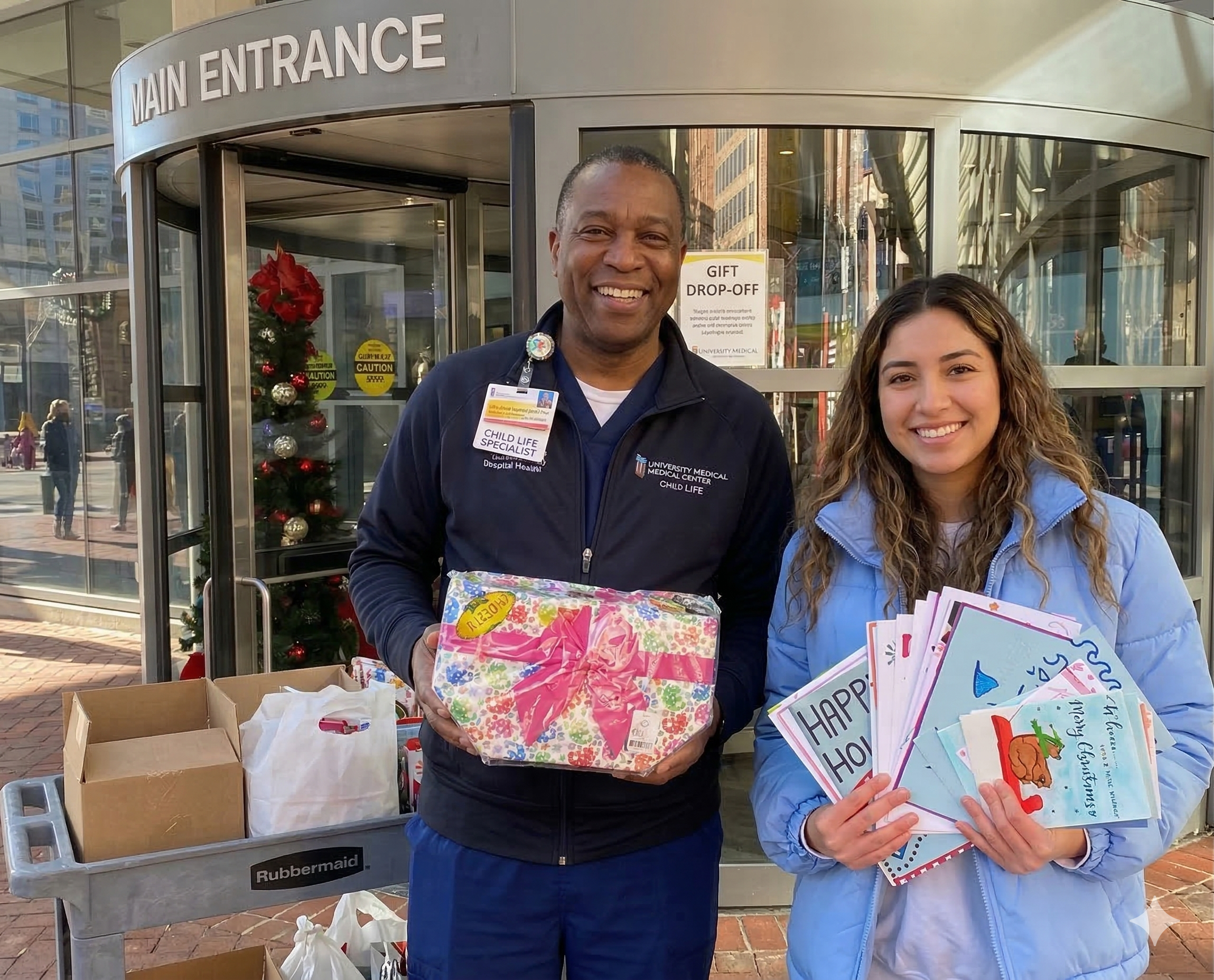 Delivering cards to hospital